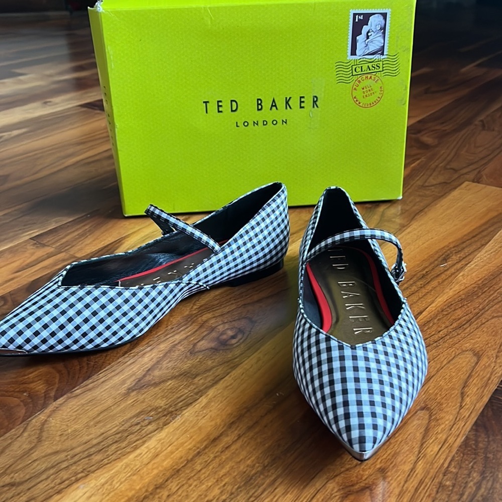 Ted Baker Hujig Gingham Mary Jane Flat, NEW - Picture 6 of 17